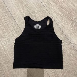 Sugarlips Ribbed Black Crop Top